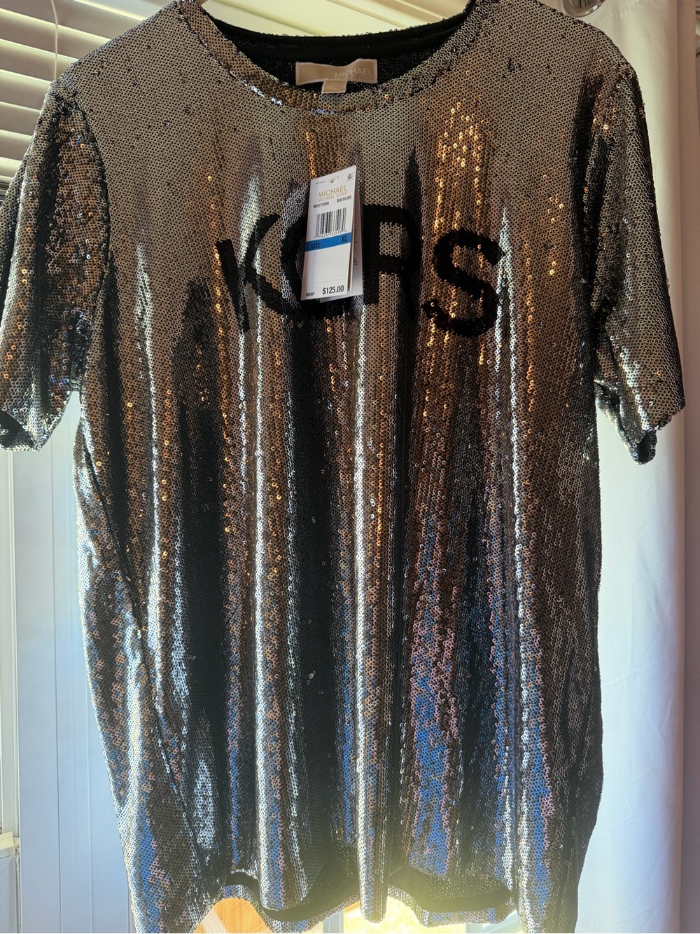 Michael Kors Silver Sequin Top Size XL